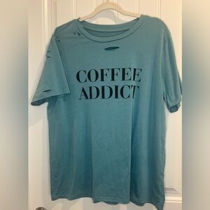 Coffee Addict Distressed T Shirt Size 2 XL